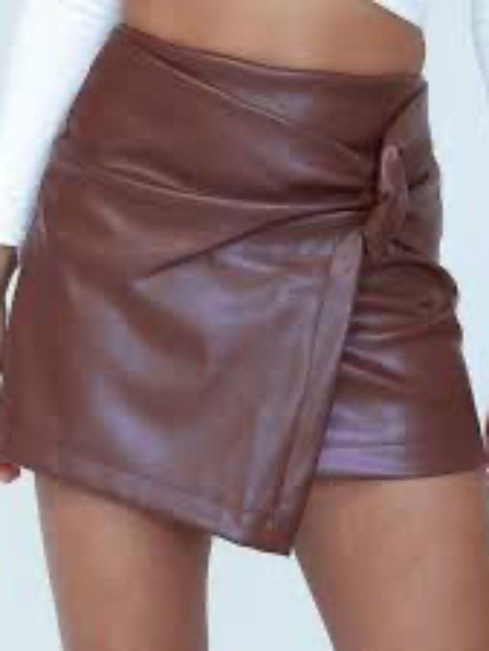 Princess Polly Brown Faux Leather Wrap Skirt